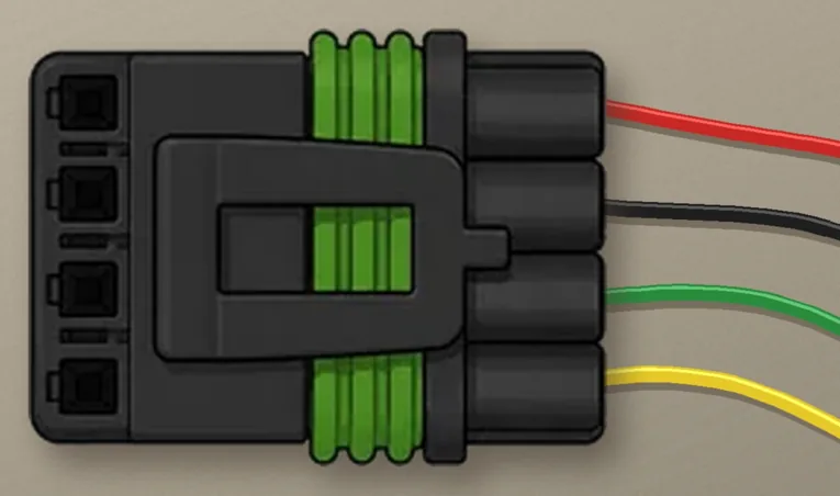 Phone photo of the connector on a workbench