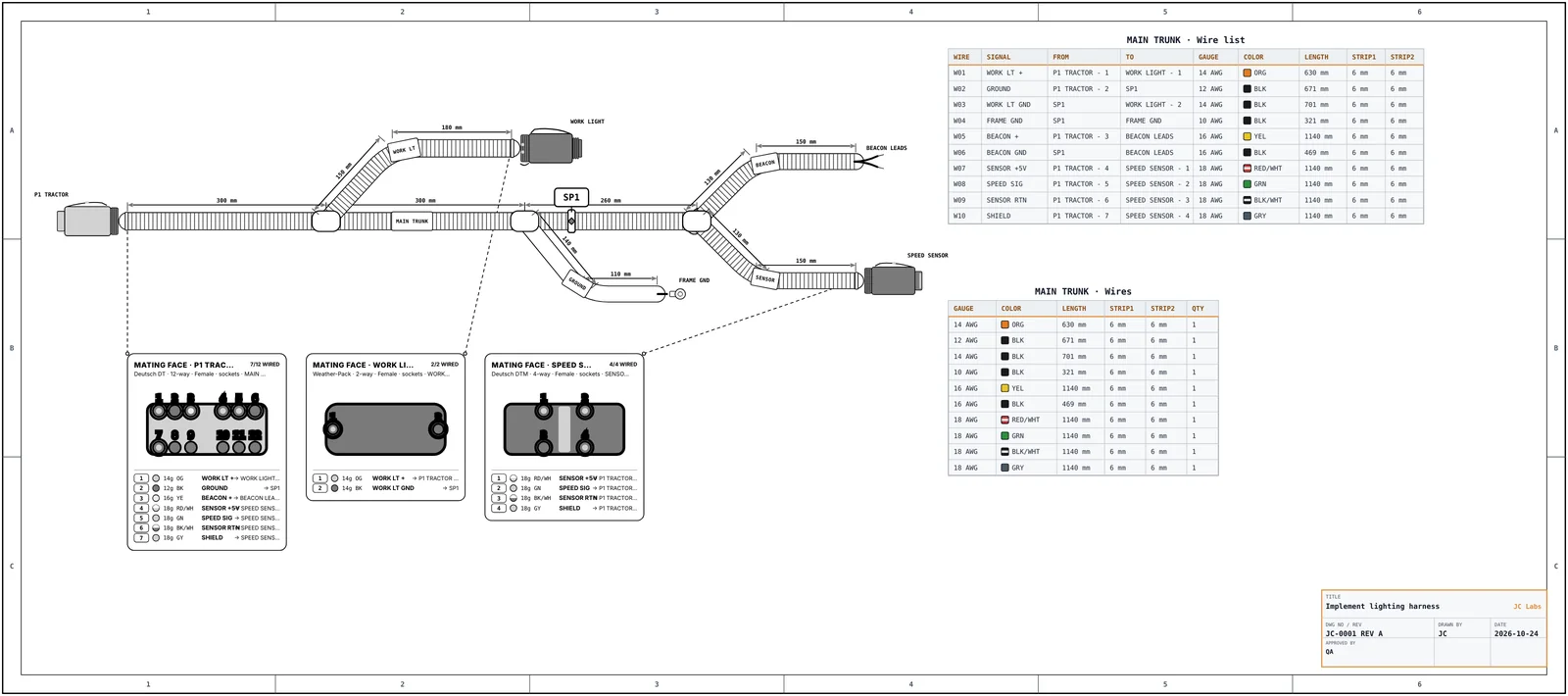 The finished harness sheet, mono black and white